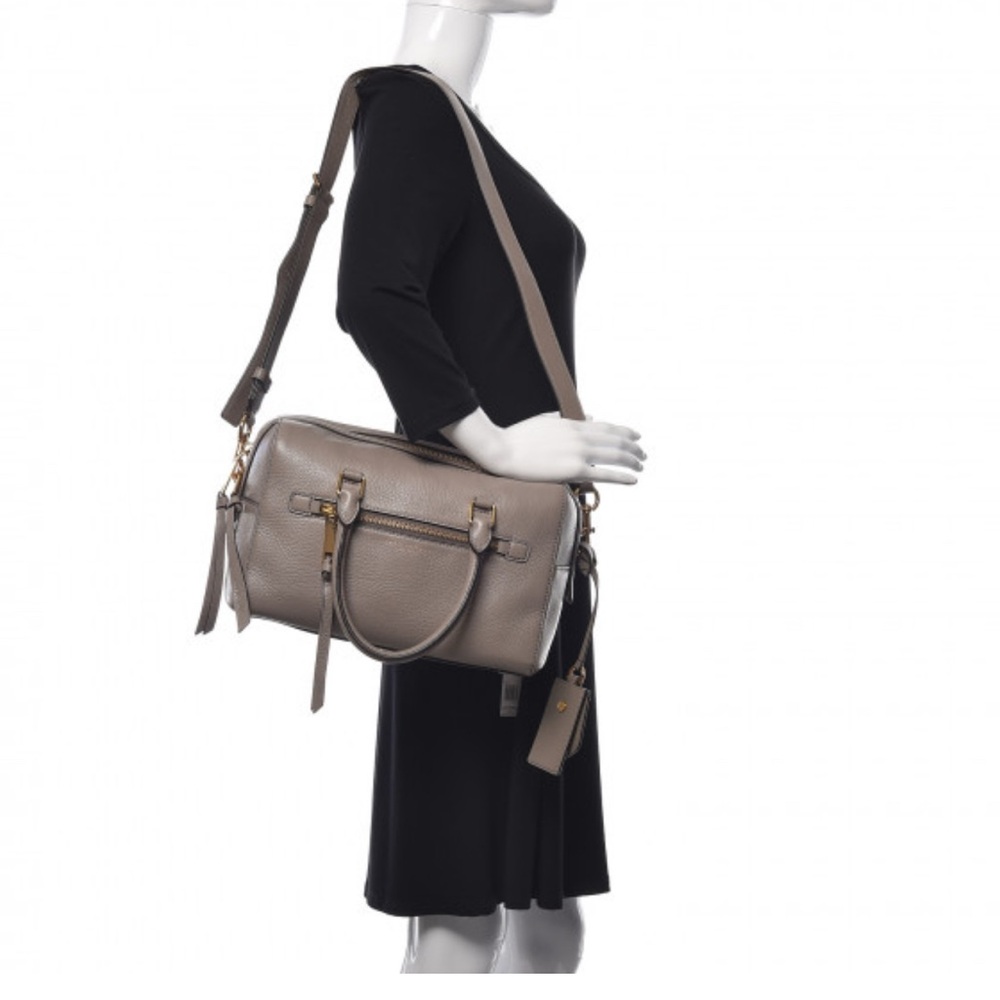 Marc Jacobβs Calfskin Recruit Bauletto Satchel Purse Bag Mink Gray - Picture 3 of 14